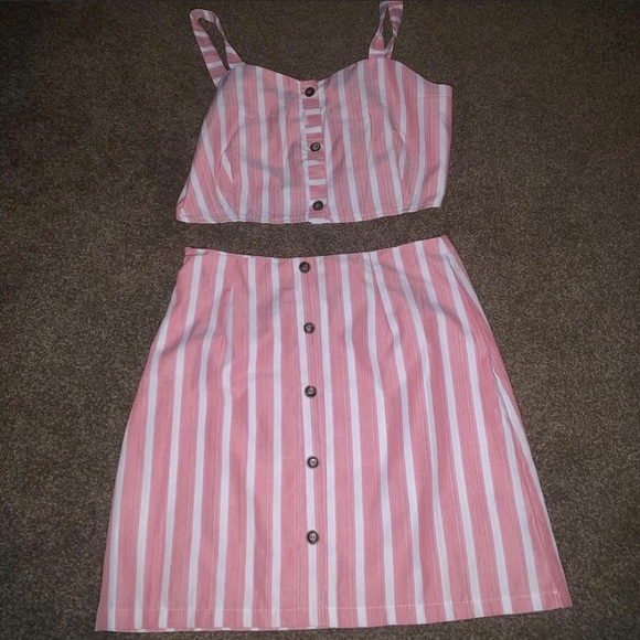 SHEIN Dresses & Skirts - 2 piece pink stripe set 💞🌸
